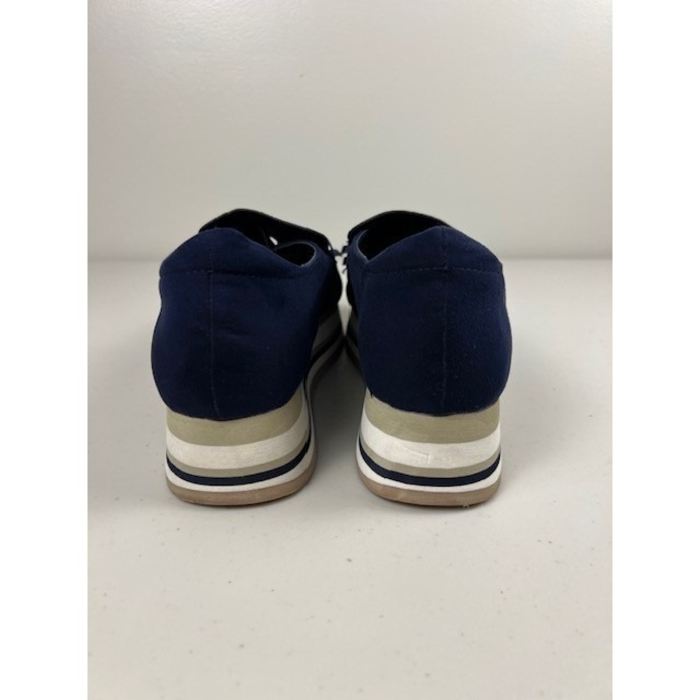 Crown & Ivy Navy Blue Platform Bosco Sneakers Loafers Tassel Striped Sole Sz 8.5 - Picture 8 of 12